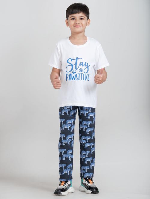 boys printed round neck pyjama set nightwear - 21941498 - Standard Image - 0