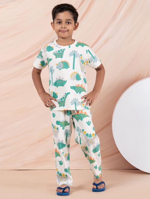 boys printed round neck pyjama set nightwear - 21941503 - Standard Image - 0
