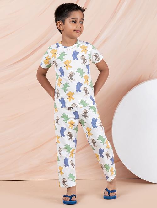 boys printed round neck pyjama set nightwear - 21941504 - Standard Image - 0