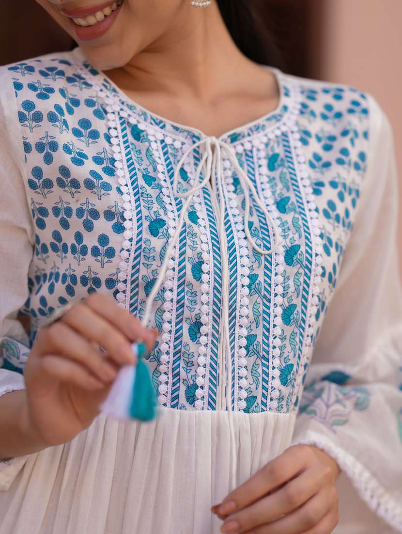 women three quarter sleeve tiered ethnic dress - 21941521 - Standard Image - 5