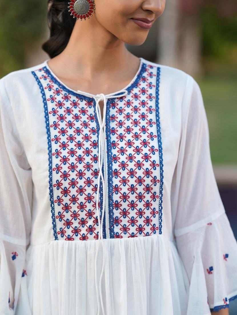 women three quarter sleeve tiered ethnic dress - 21941526 - Standard Image - 5
