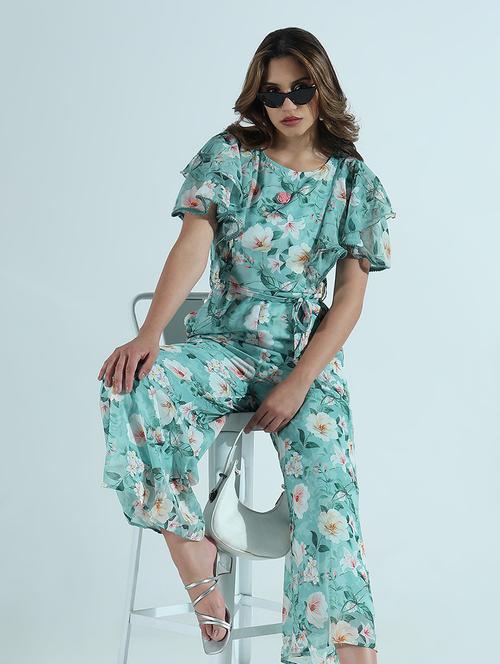 women floral print puff sleeve jumpsuit - 21941648 -  Standard Image - 0
