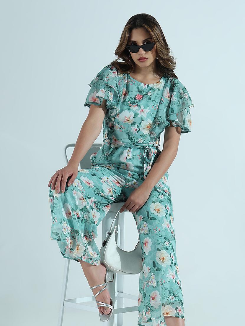 women floral print puff sleeve jumpsuit - 21941648 -  Zoom Image - 0