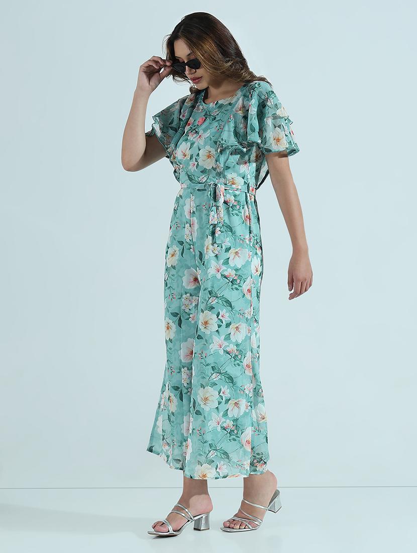 women floral print puff sleeve jumpsuit - 21941648 - Standard Image - 3