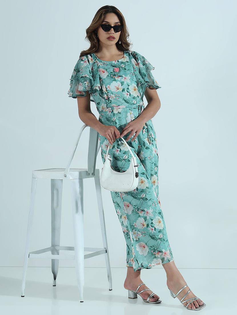 women floral print puff sleeve jumpsuit - 21941648 - Standard Image - 5