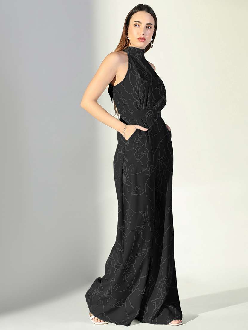 women printed halter neck sleeveless jumpsuit - 21941649 -  Standard Image - 3