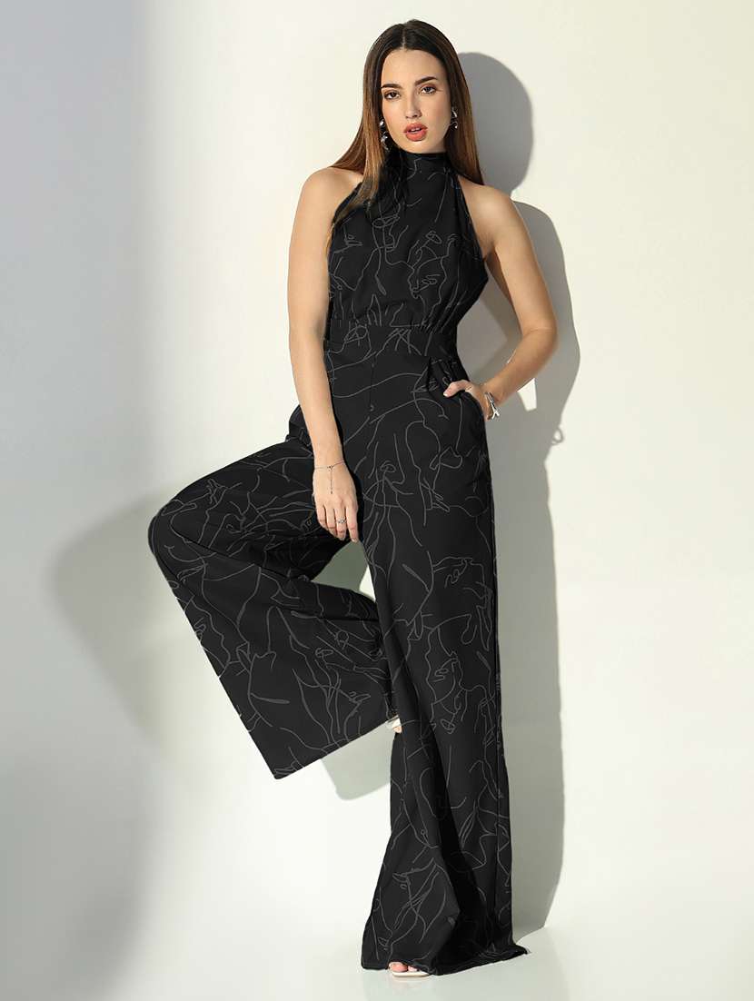 women printed halter neck sleeveless jumpsuit - 21941649 -  Standard Image - 5