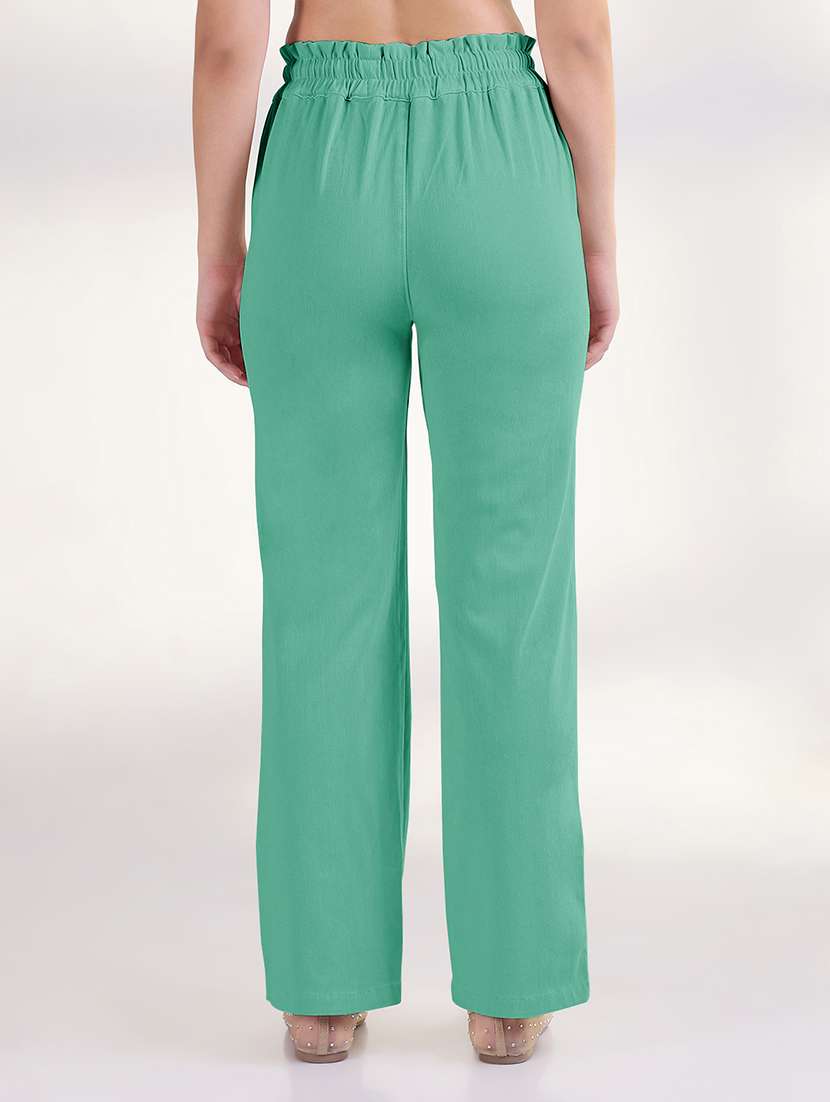 women solid high rise straight trouser - 21941655 - Standard Image - 3