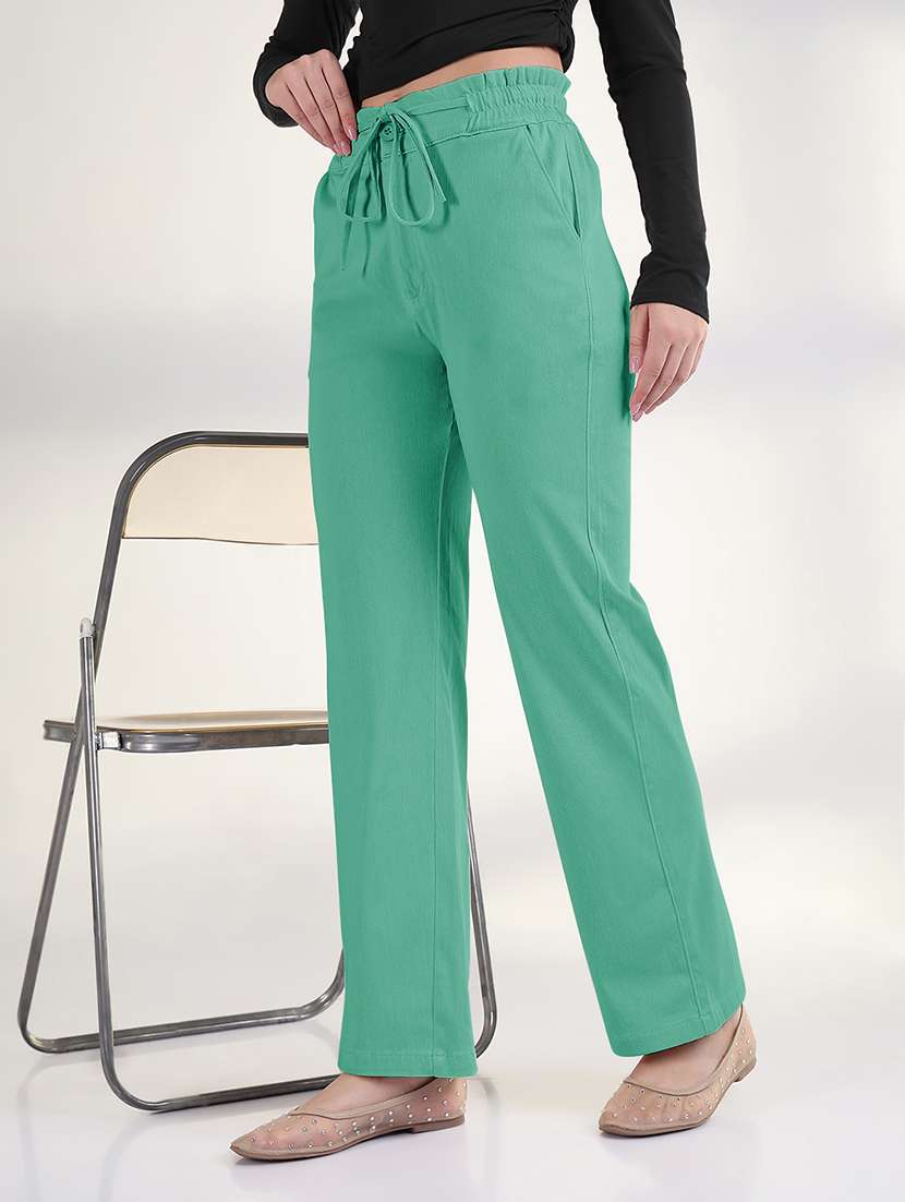women solid high rise straight trouser - 21941655 - Standard Image - 5