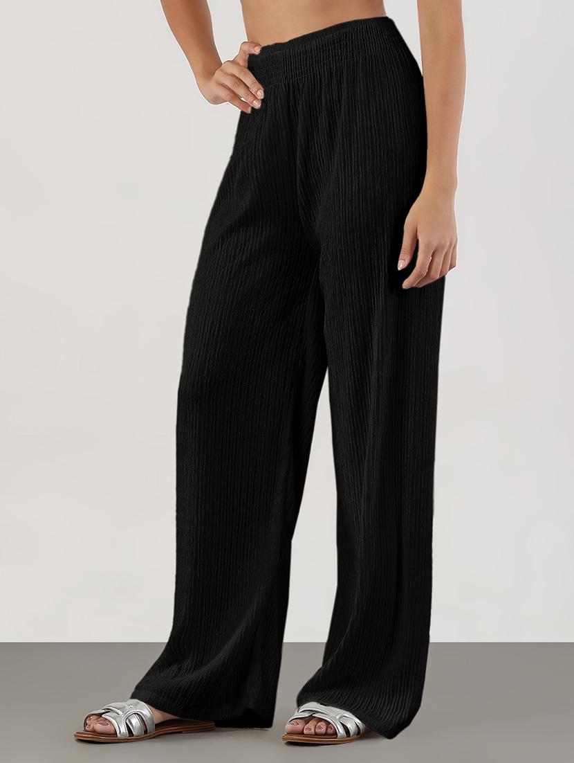 women solid high rise wide leg trouser - 21941656 - Standard Image - 3