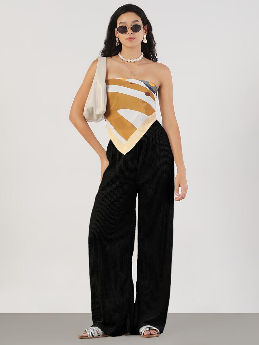 women solid high rise wide leg trouser - 21941656 - Standard Image - 5