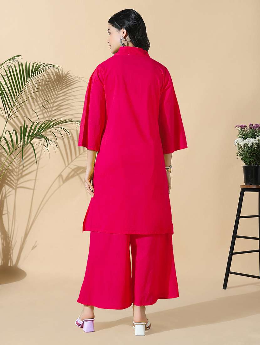 women three quarter sleeve kurta palazzo set - 21941657 -  Standard Image - 5