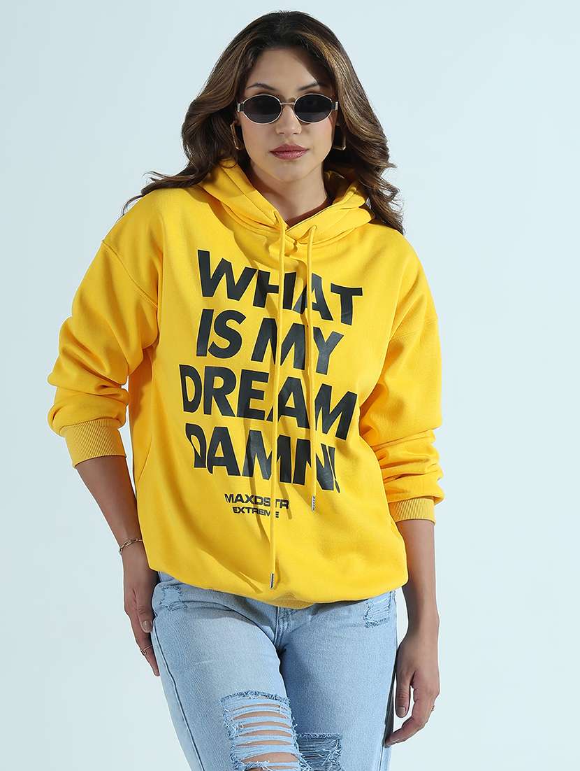 women printed long sleeve hooded oversized sweatshirt - 21941664 -  Zoom Image - 0
