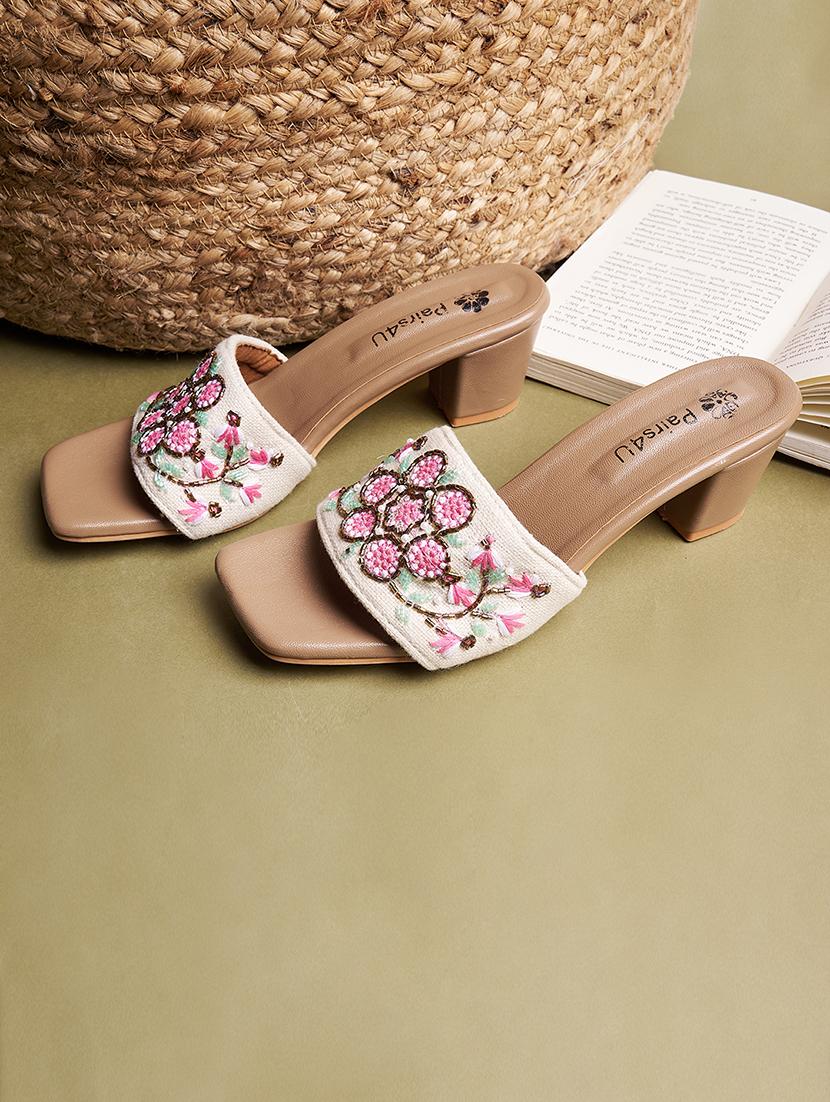 off white canvas slip on sandals - 21941678 - Zoom Image - 0