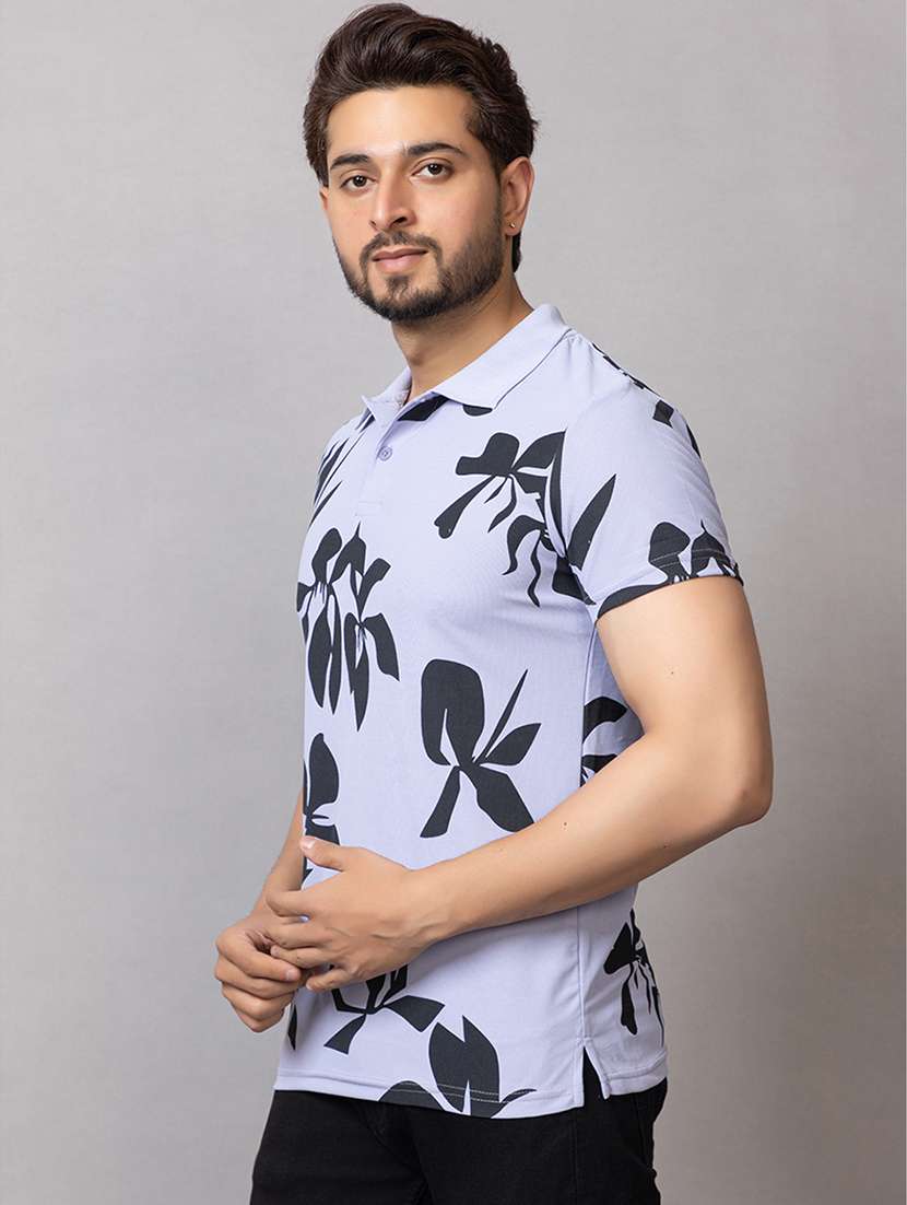 men printed short sleeve regular fit polo t-shirt