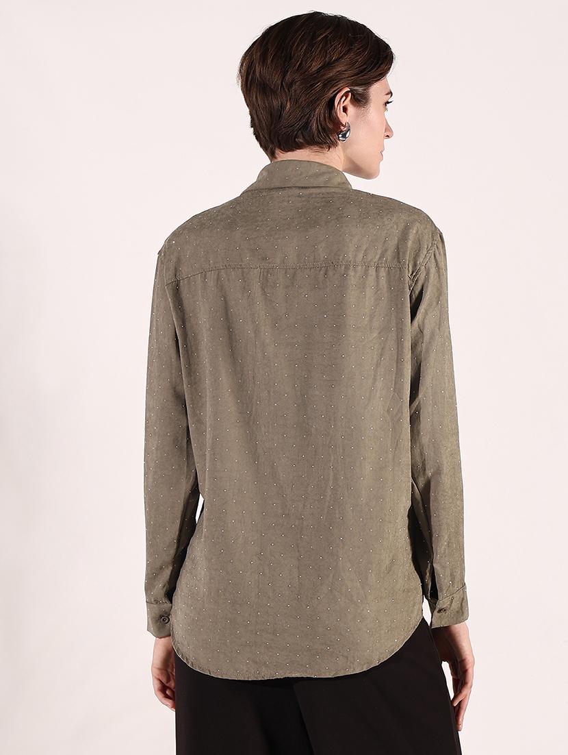 women solid collared long sleeve shirt - 21941697 - Standard Image - 3