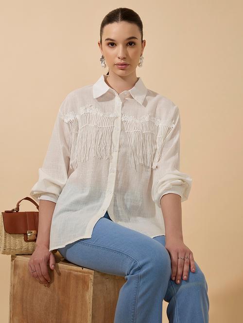 women solid collared long sleeve shirt - 21941705 - Standard Image - 0