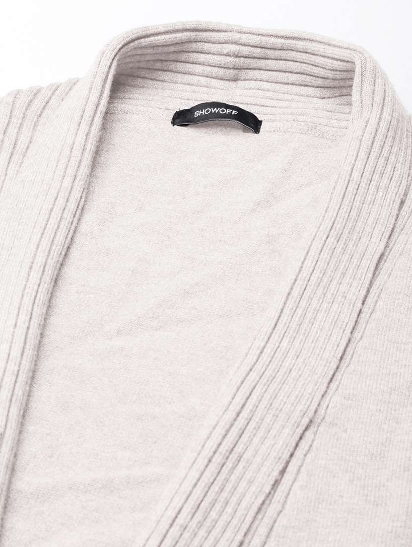 women cream solid long sleeve long shrug - 21941707 -  Standard Image - 5