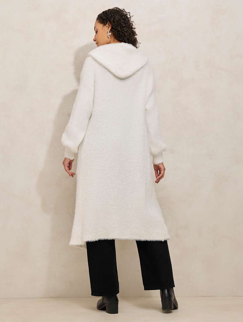 women solid long sleeve hooded regular shrug - 21941722 -  Standard Image - 3