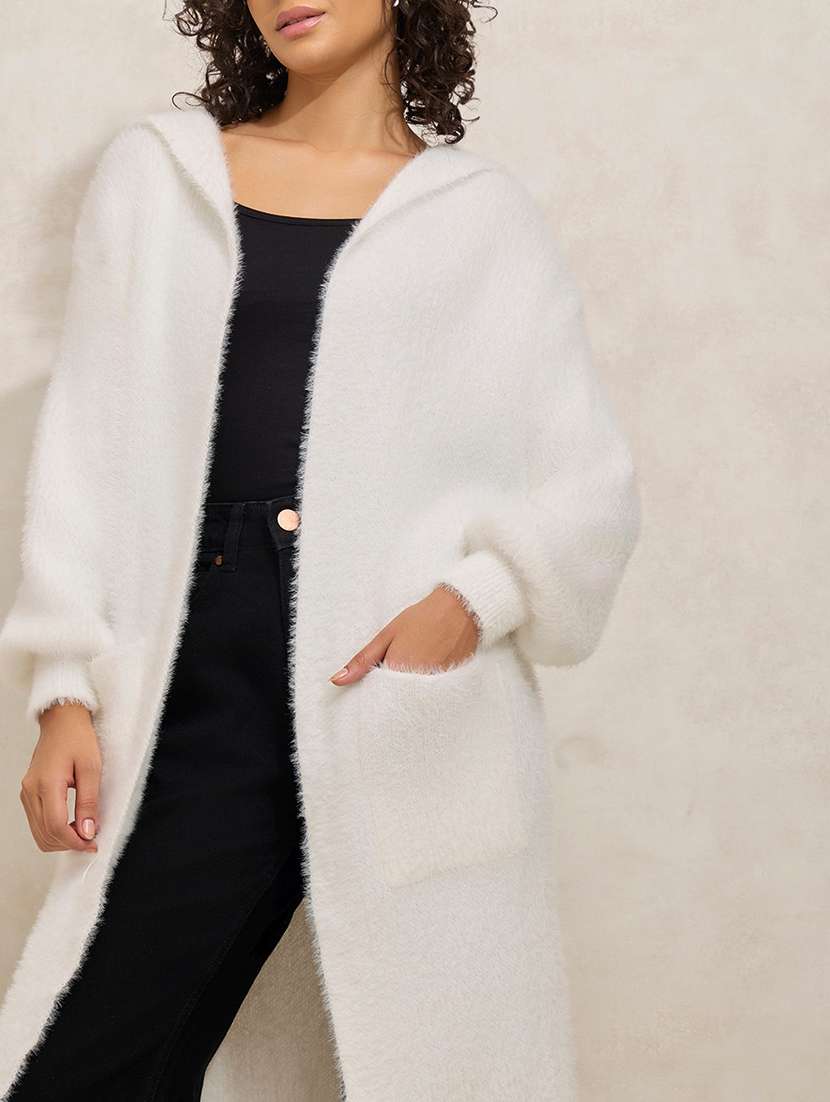 women solid long sleeve hooded regular shrug - 21941722 -  Standard Image - 5