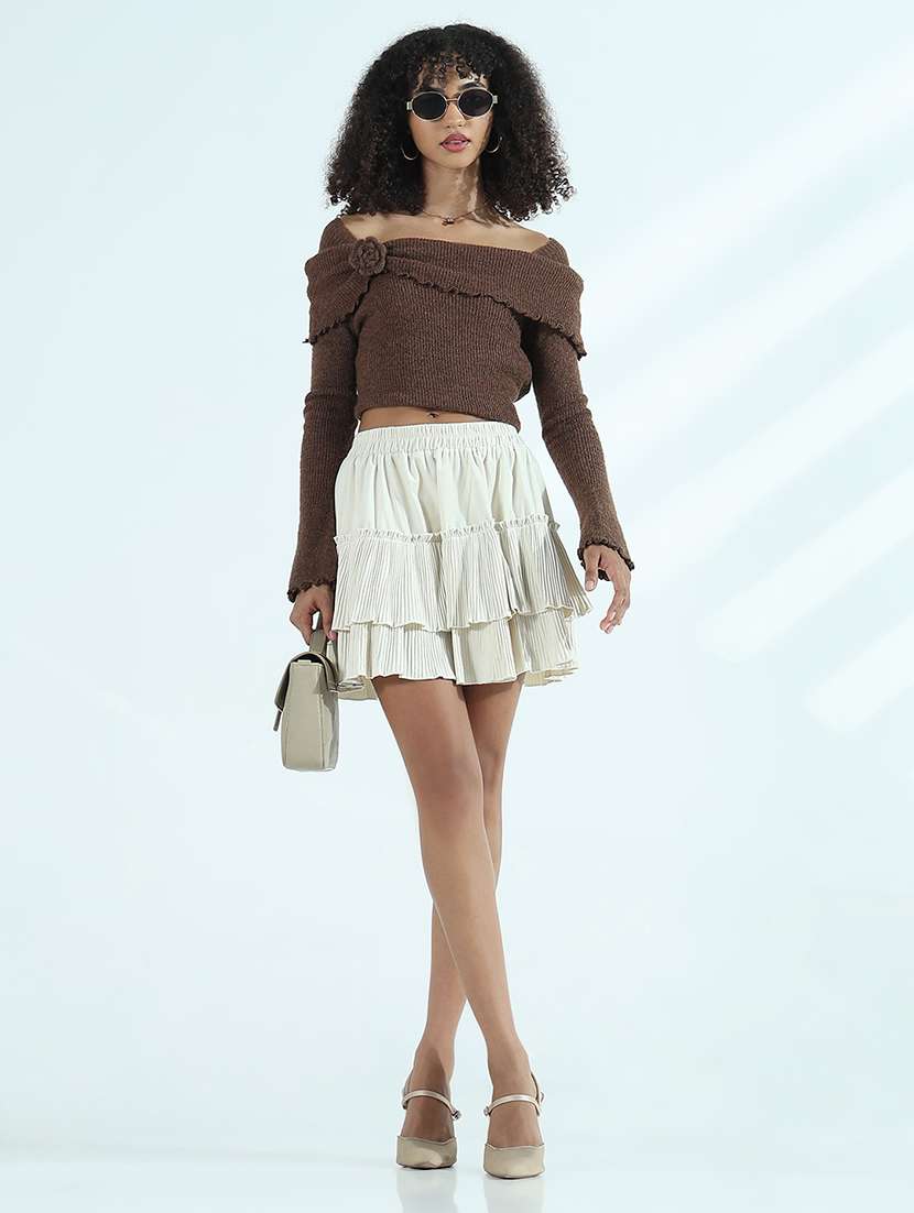 women solid mid rise layered skirt - 21941766 -  Standard Image - 5