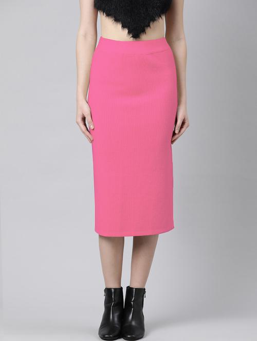 women solid high rise bodycon skirt - 21941775 - Standard Image - 0