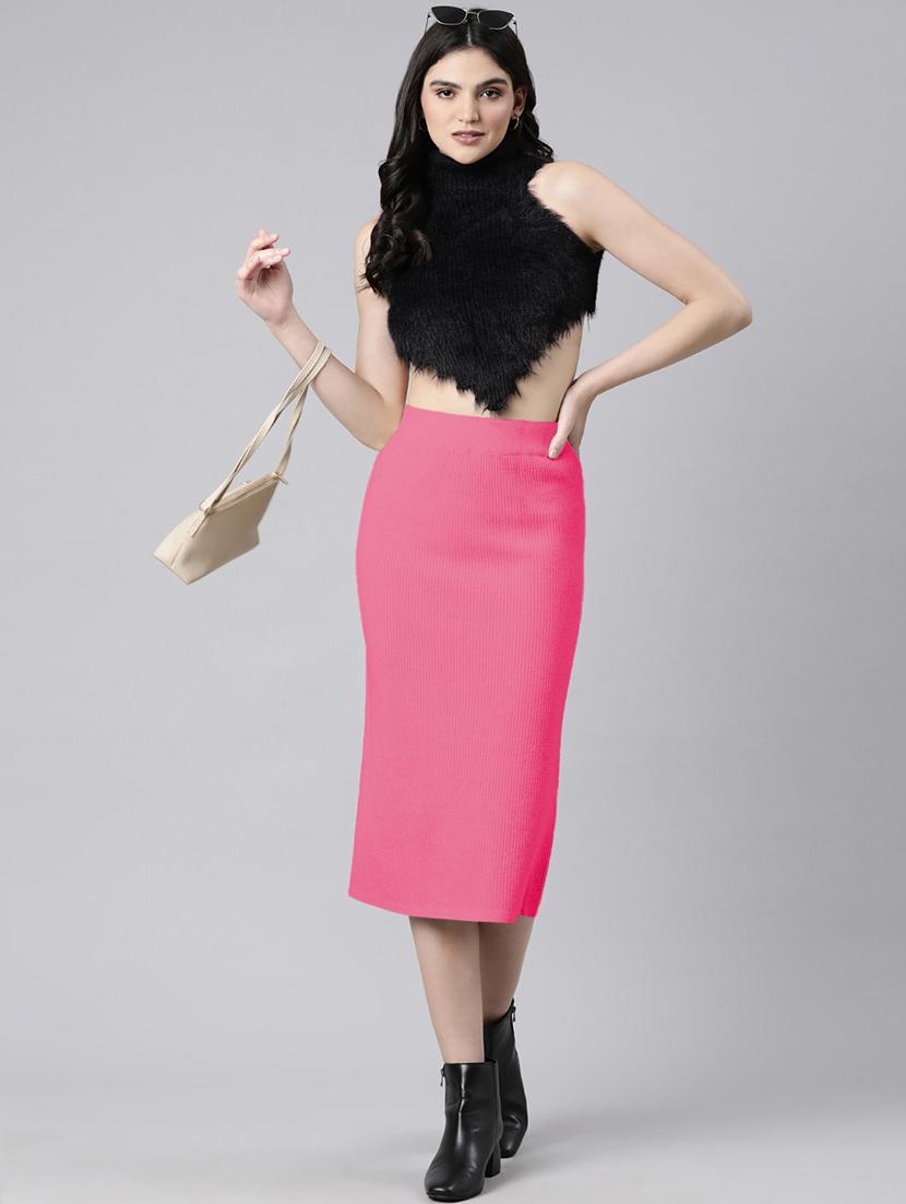 women solid high rise bodycon skirt - 21941775 - Standard Image - 5