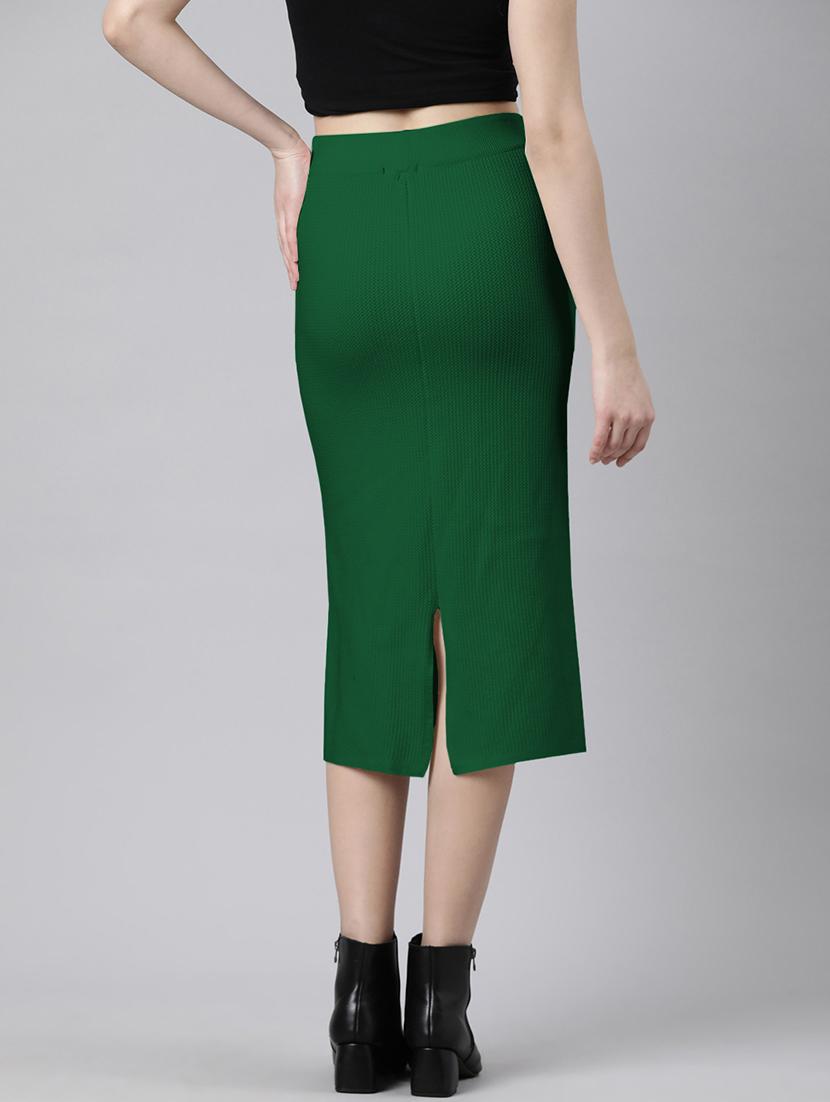 women solid high rise bodycon skirt - 21941776 - Standard Image - 3