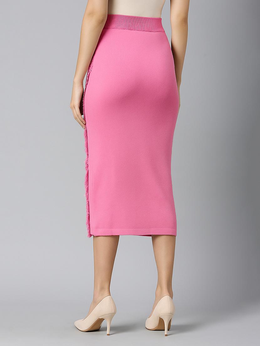 women solid high rise bodycon skirt - 21941777 - Standard Image - 3