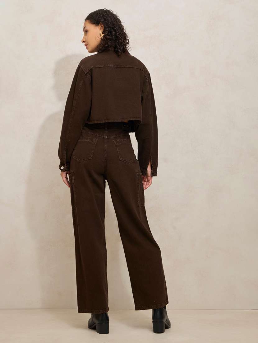 women solid denim top and trouser with jacket - 21941787 -  Standard Image - 5