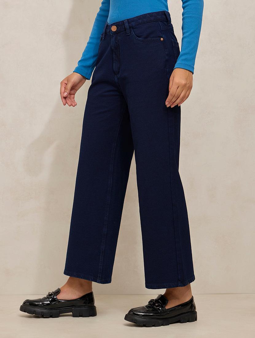 women solid mid rise wide leg jeans - 21941816 - Standard Image - 3
