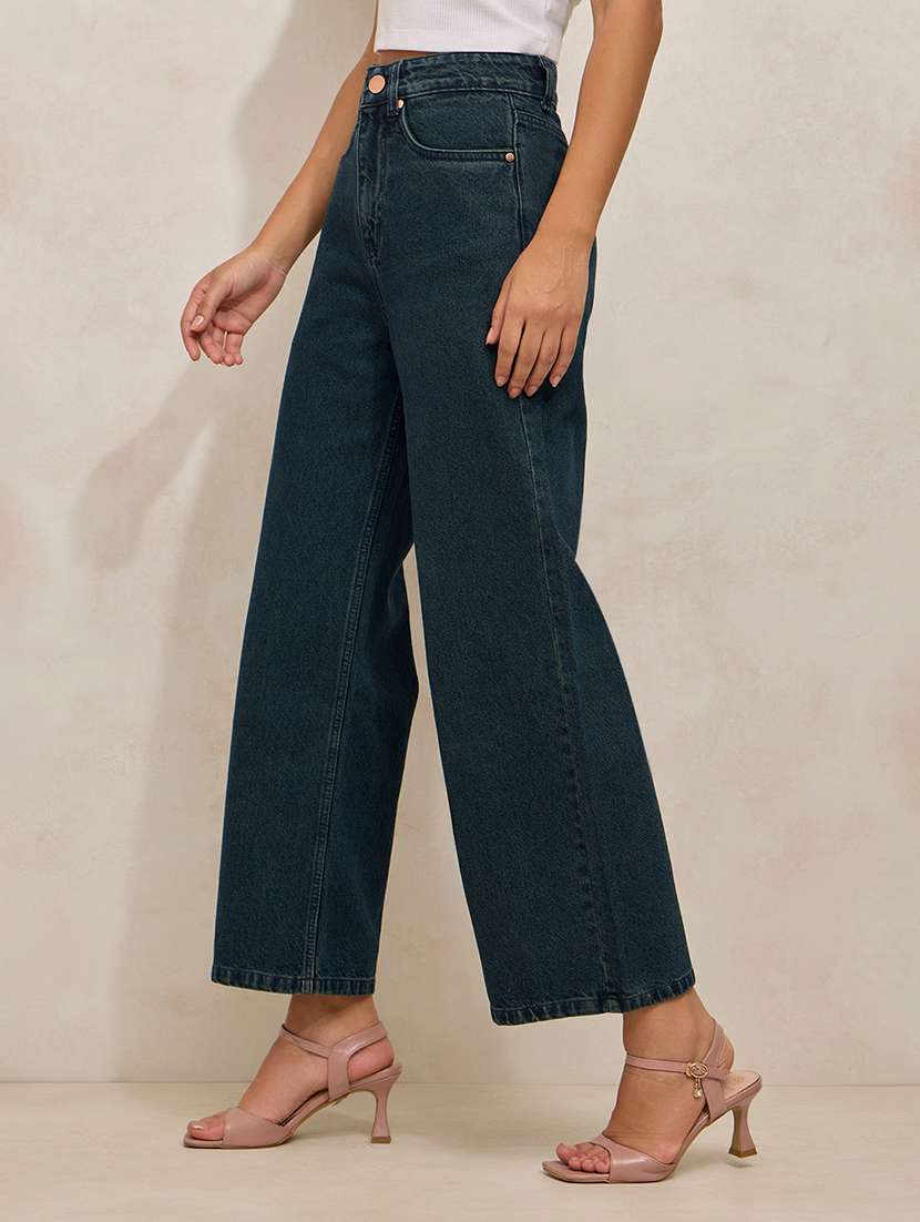 women solid high rise wide leg jean - 21941820 -  Standard Image - 3