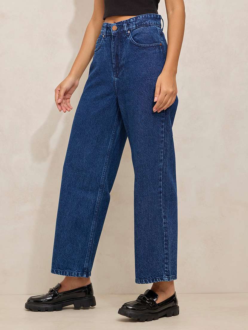 women solid high rise wide leg jean - 21941822 -  Standard Image - 3