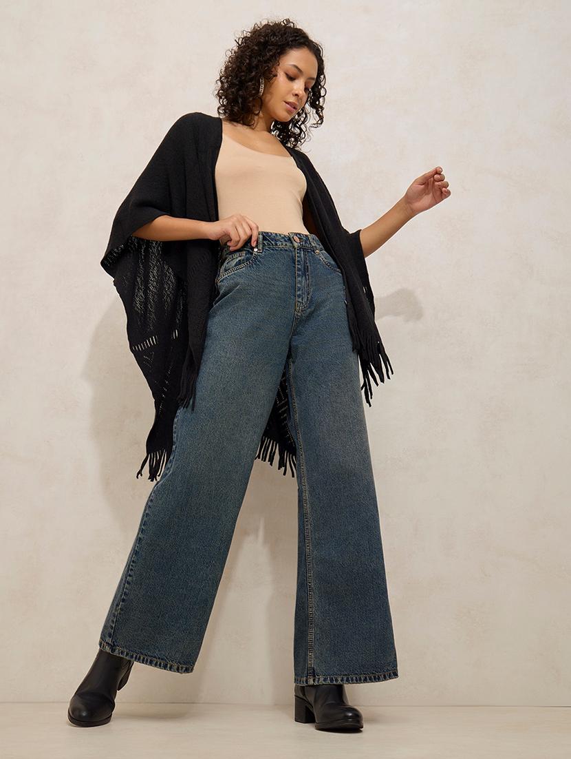 women solid high rise wide leg jean - 21941823 - Standard Image - 5