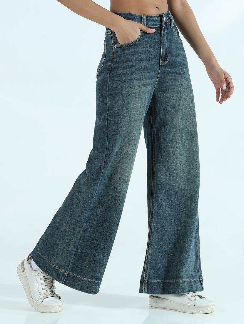 women solid mid rise wide leg jean - 21941827 - Standard Image - 3