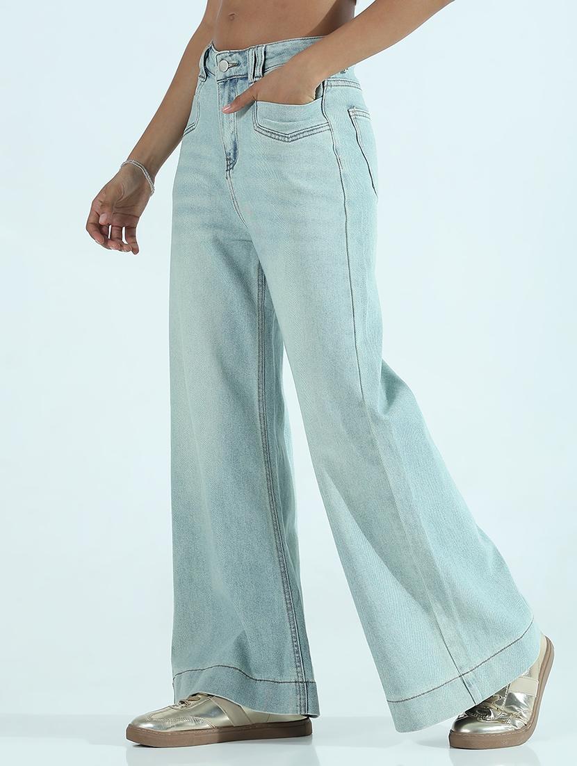 women solid mid rise wide leg trouser - 21941828 - Standard Image - 3