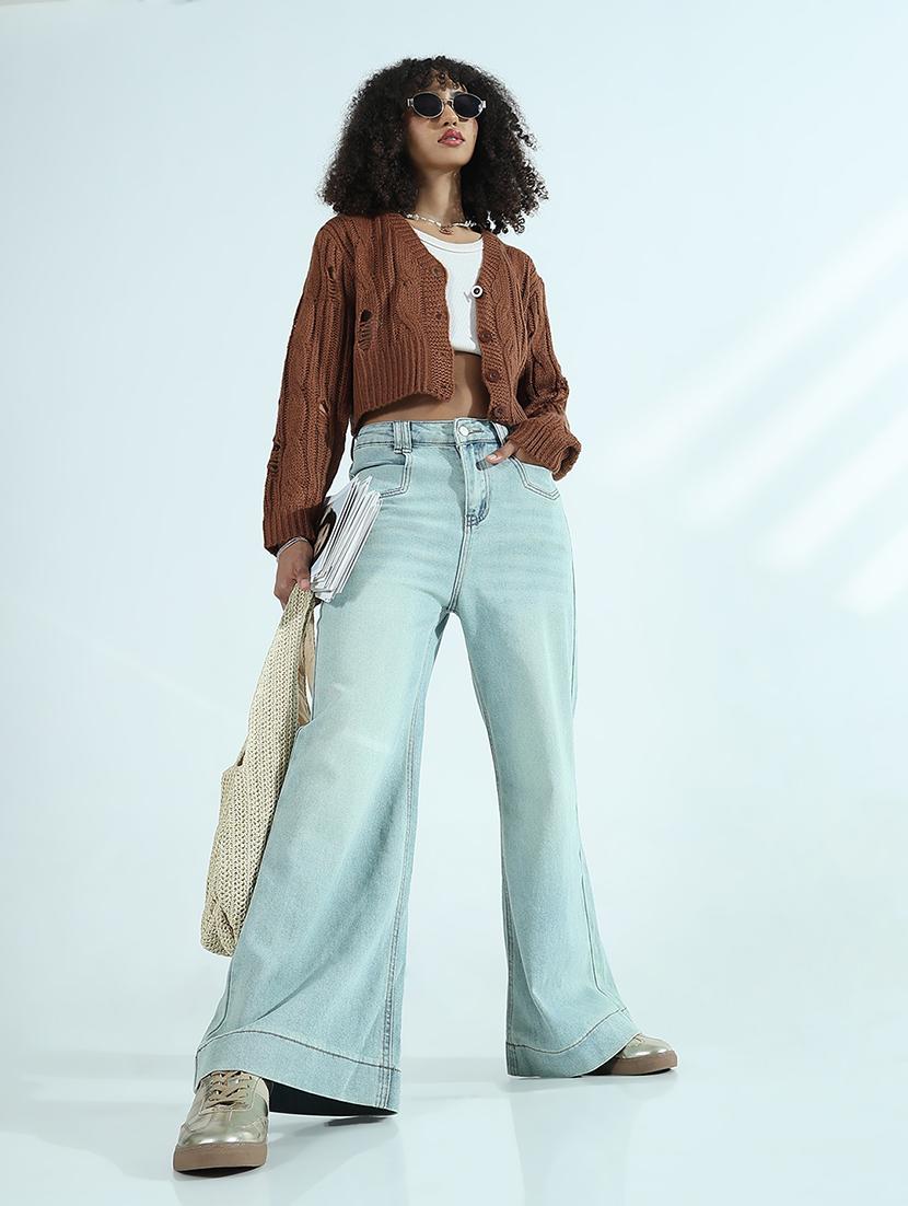 women solid mid rise wide leg trouser - 21941828 - Standard Image - 5