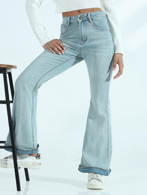 women solid mid rise bootcut jean - 21941829 -  Standard Image - 0