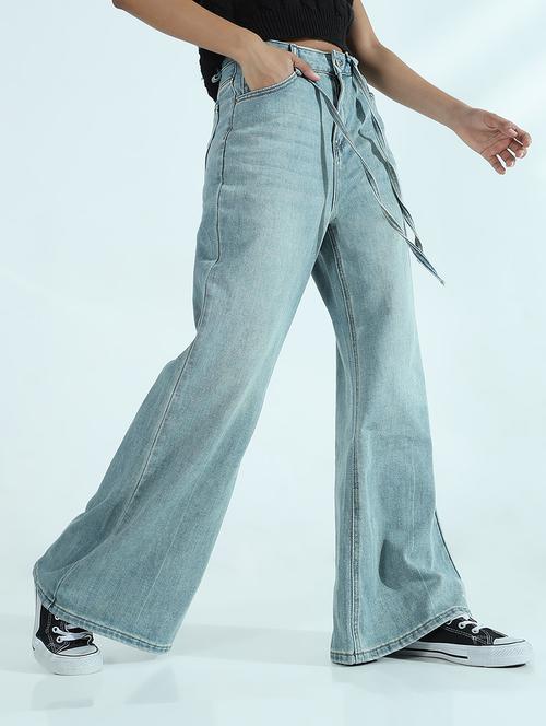 women solid mid rise wide leg trouser - 21941831 - Standard Image - 0