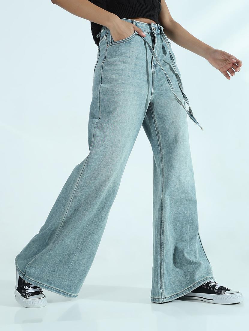 women solid mid rise wide leg trouser - 21941831 - Zoom Image - 0
