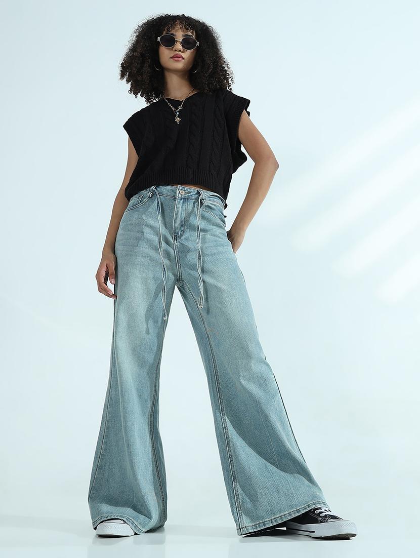 women solid mid rise wide leg trouser - 21941831 - Standard Image - 5