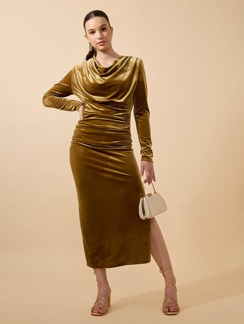 women solid long sleeve cowl neck bodycon dress - 21941839 -  Standard Image - 0