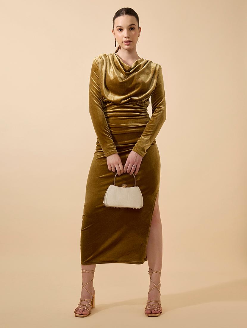 women solid long sleeve cowl neck bodycon dress - 21941839 - Standard Image - 5