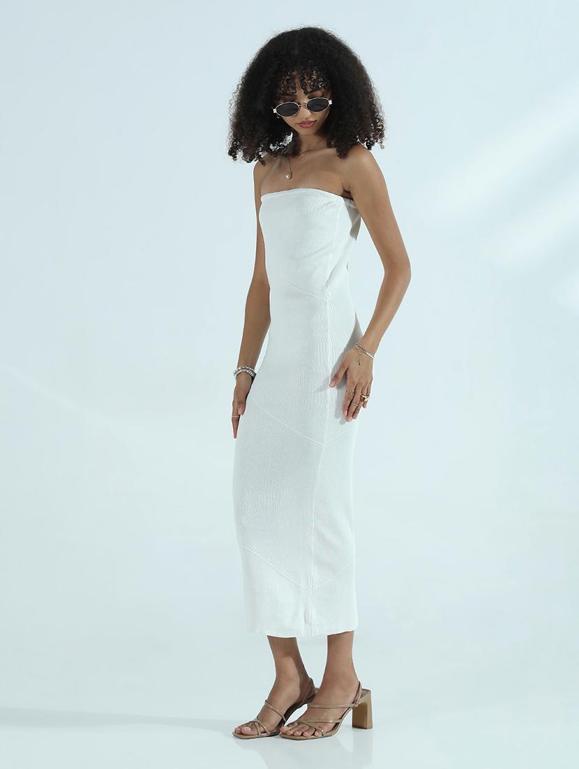 women white solid tube bodycon dress - 21941843 - Standard Image - 3