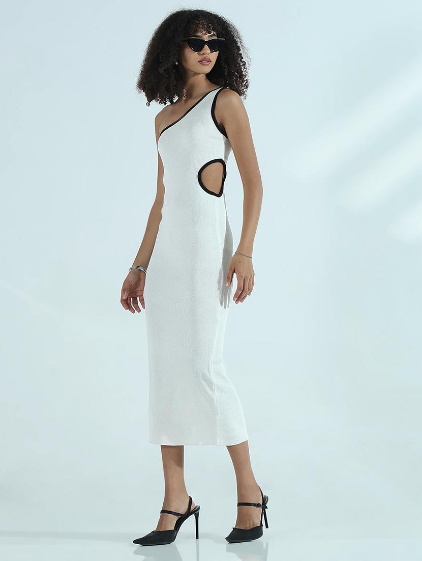 women solid single shoulder cut out bodycon dress - 21941851 - Standard Image - 3