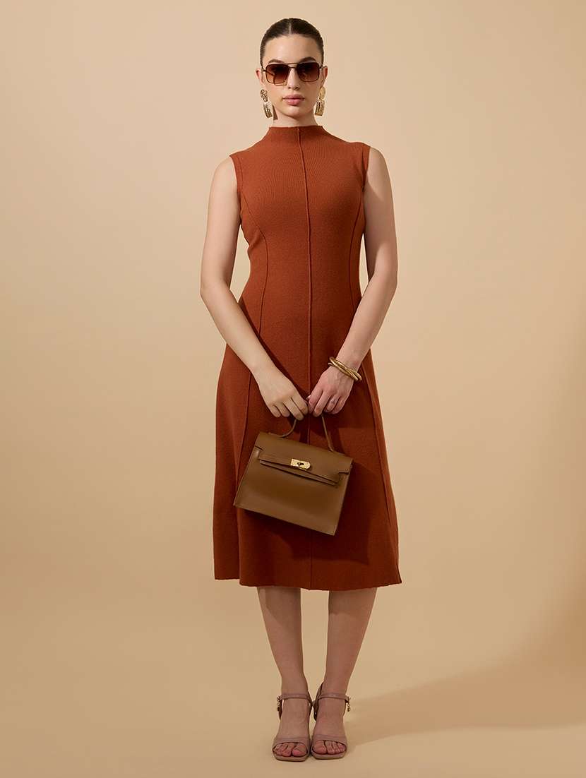 women solid sleeveless a-line dress - 21941852 -  Standard Image - 5