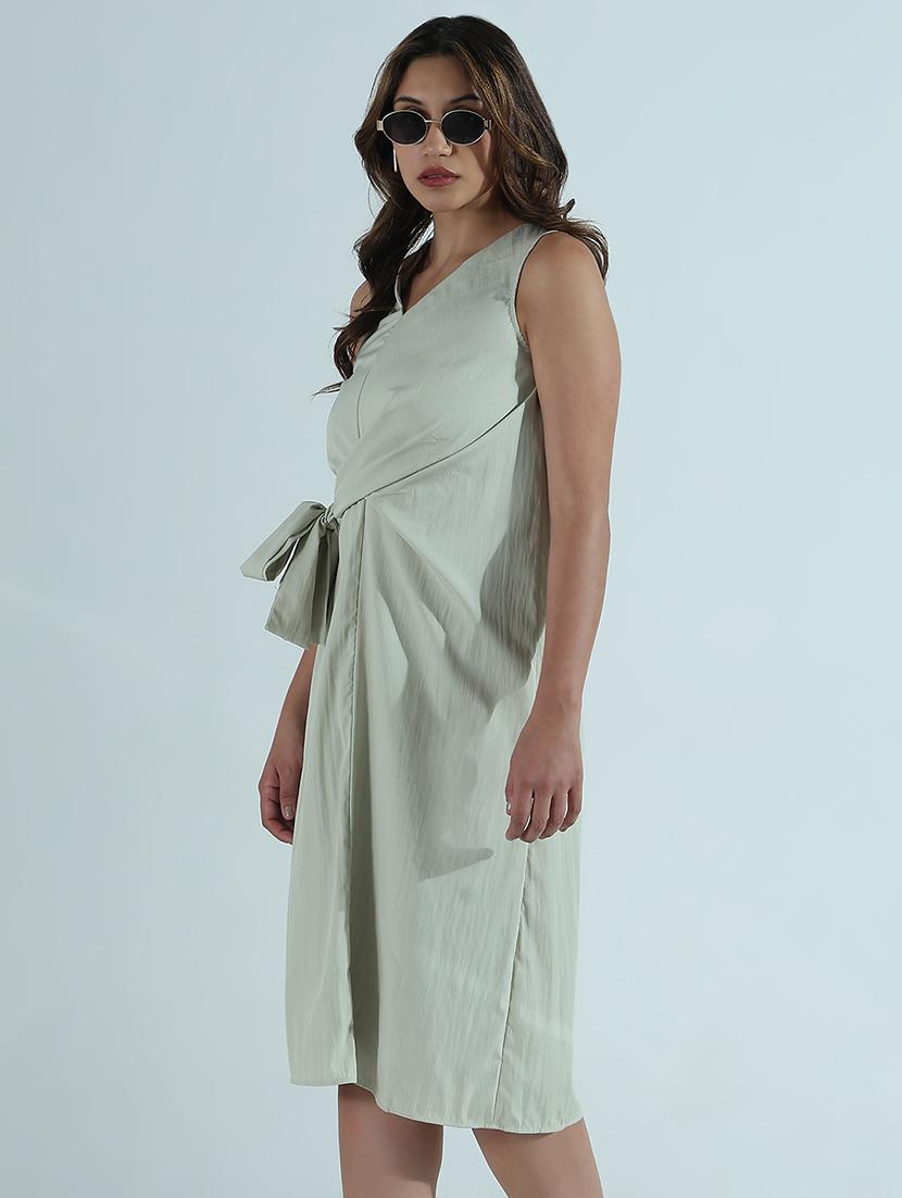 women solid sleeveless a-line dress - 21941860 - Standard Image - 3