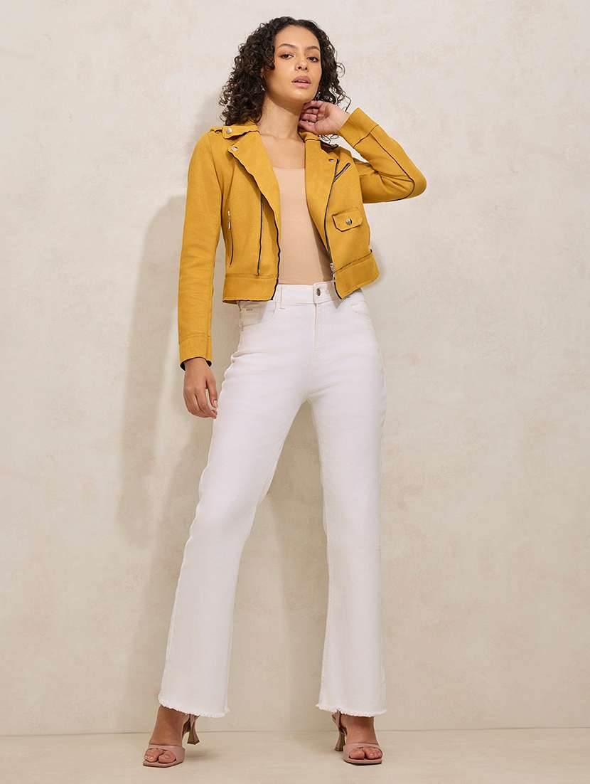 women solid long sleeve biker jacket - 21941880 -  Standard Image - 5