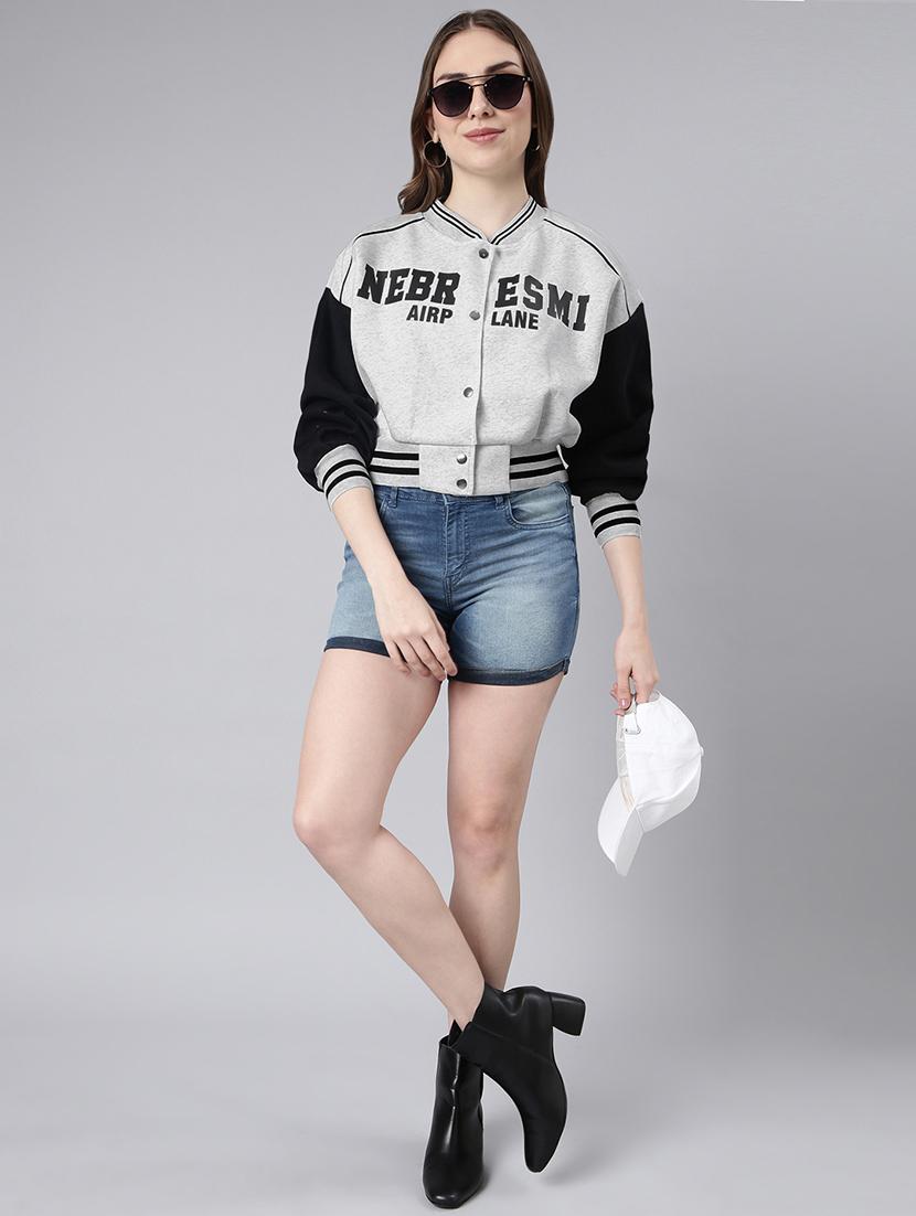 women color blocked long sleeve varsity jacket - 21941895 - Standard Image - 5