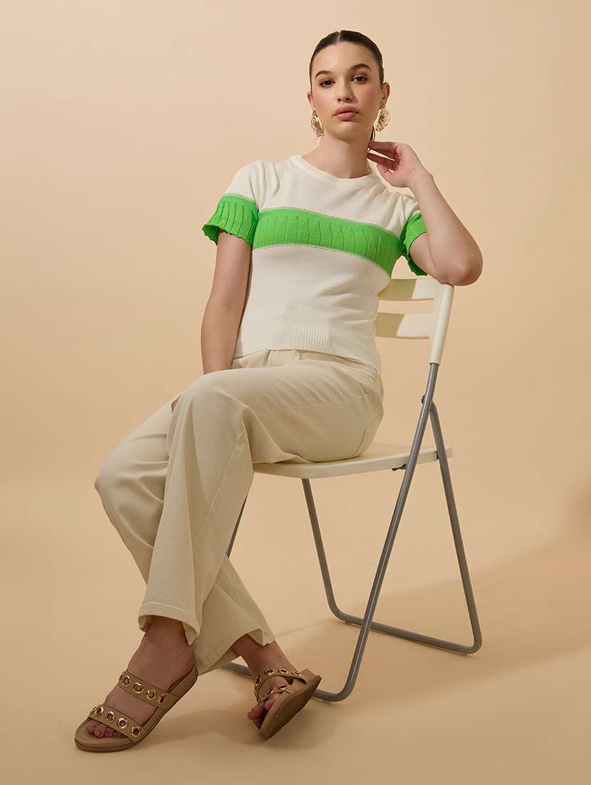 women color blocked short sleeve top - 21941899 -  Standard Image - 5
